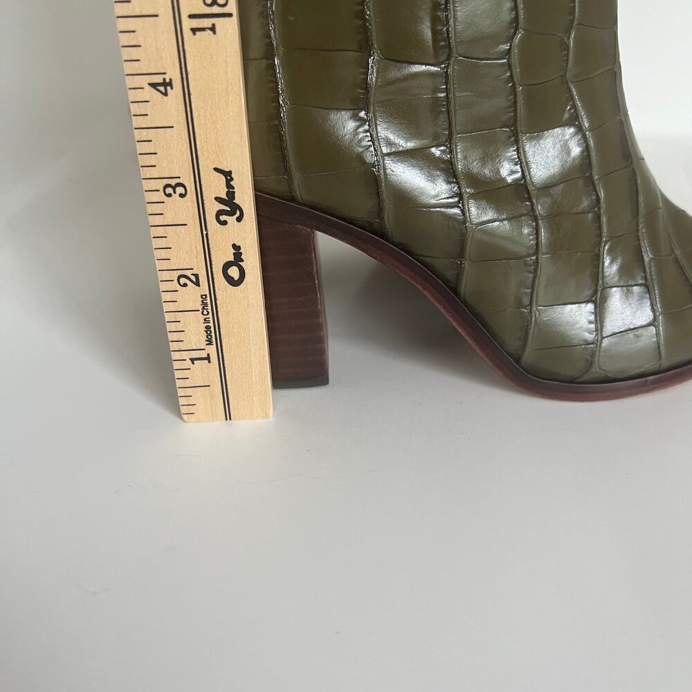Schutz Maryana Crocodile Embossed Leather Knee High Block Heel Boots Size 5 - Picture 12 of 12